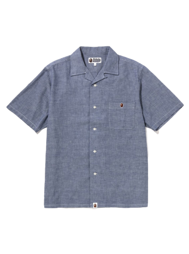 Skjorte BAPE Ape Head One Point Open Collar Shirt Mørkeblå | 1I25-132-001