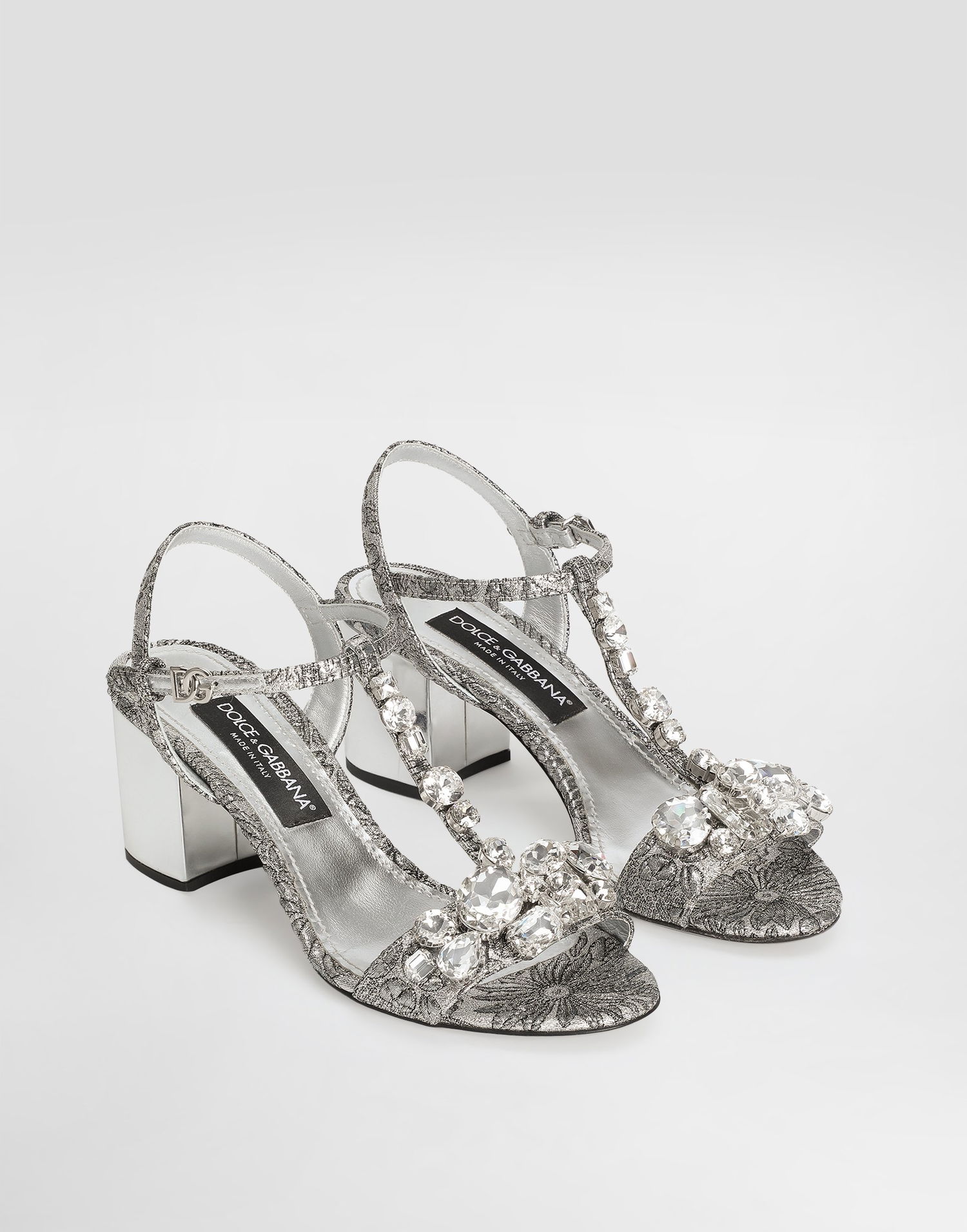 Sneakers og sko Dolce & Gabbana Dolce & Gabbana Brocade Sandals With Stones Embroidery Metalisk | CR1921AS2038D708, 1