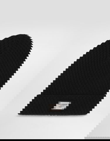 Beanie Dolce & Gabbana Dolce & Gabbana Knitted Logo Plaque Beanie Sort | LBKH82JCVD6N0000, 0