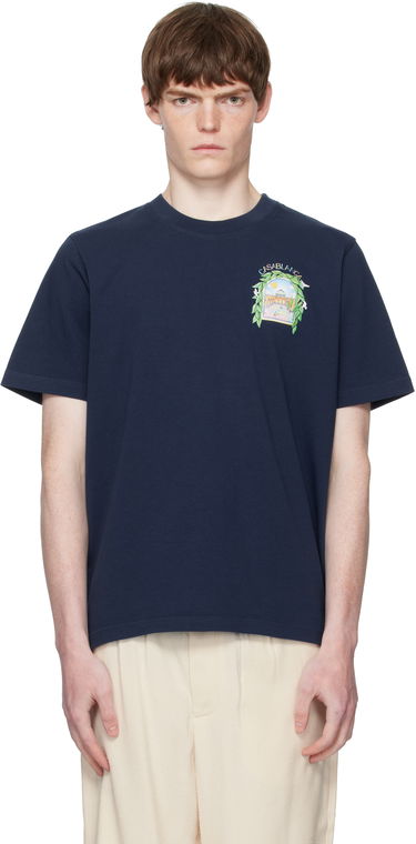 T-shirt Casablanca Casablanca L'Arche De Tennis T-Shirt Mørkeblå | MPF25-JTS-001-14-EX-FLANNELS, 0