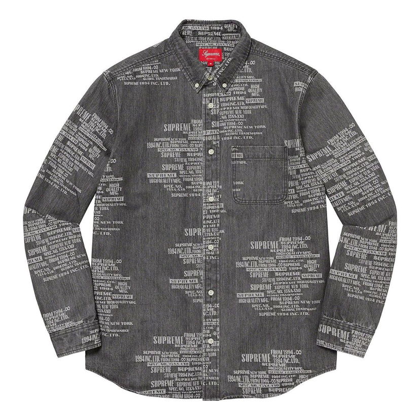 Skjorte Supreme Jacquard Denim Shirt Grå | SUP-SS23-254