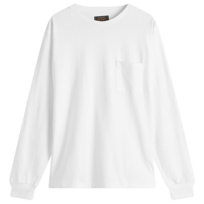 T-shirt BEAMS Beams Plus Long Sleeve Pocket Tee, Size Large Hvid | 3814-0066-156-01