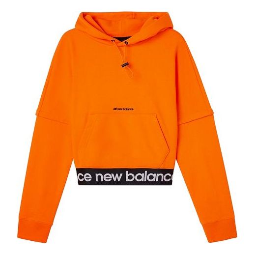 Sweatshirt New Balance Solid Color Cropped Hoodie Orange | AWT03362-OR, 0