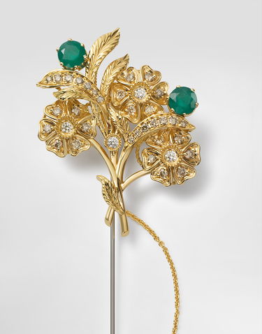 Stift Dolce & Gabbana Dolce & Gabbana Sicily Floral Brooch with Emeralds and Diamonds Gul | WPKN1GWWG01ZOO00, 1