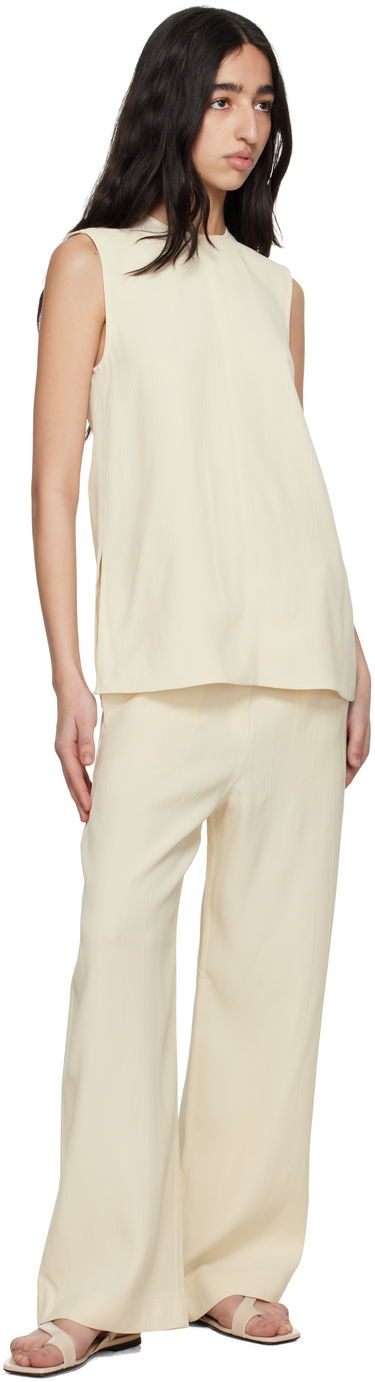 Jumpsuit TOTEME TOTEME Woven Stripe Drawstring Trousers Beige | 252-WRB1709-FB0192, 3