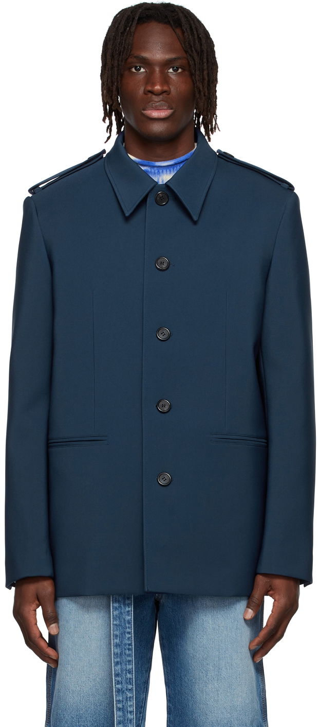 Jakke We11done We11done Regular Collar Jacket Mørkeblå | WD-JK1-22-084-M-NV, 0