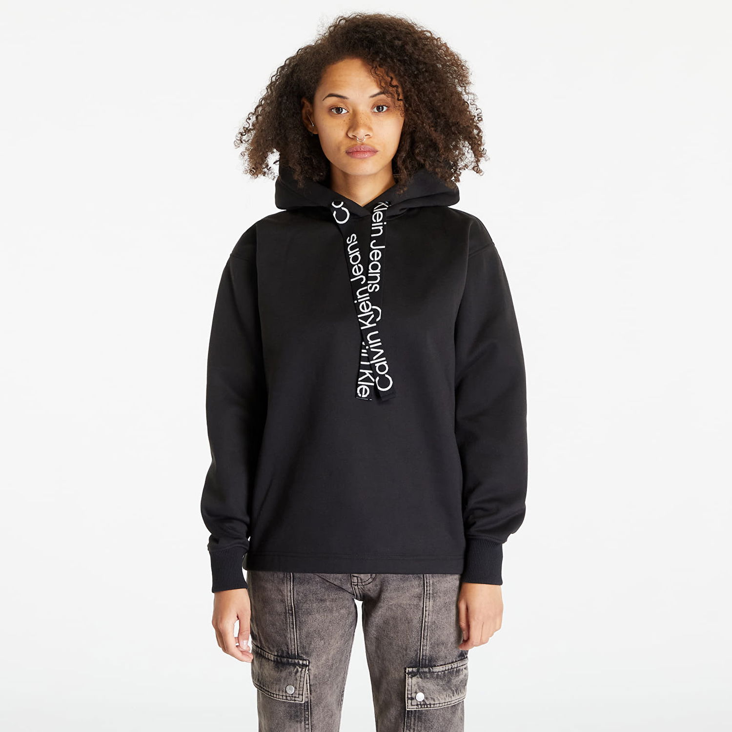 Sweatshirt CALVIN KLEIN Oversized Logo Tape Hoodie Sort | J20J221942 BEH, 0