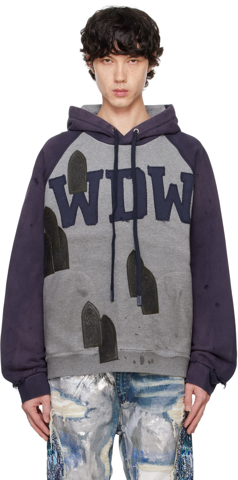 Sweatshirt Who Decides War Faded 'WDW' Hoodie Grå | 1110090021FW24