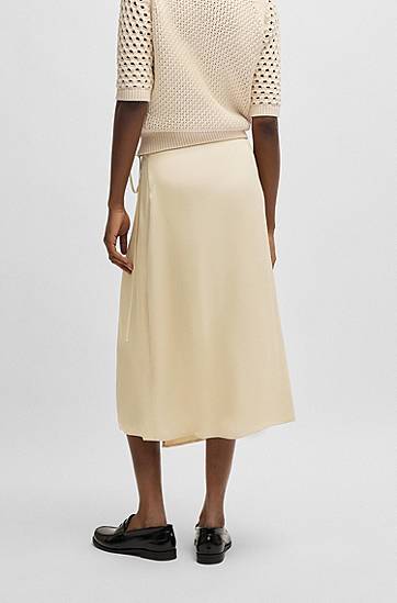 Nederdel BOSS Satin Wrap-Front Midi Skirt Beige | 50538116, 1