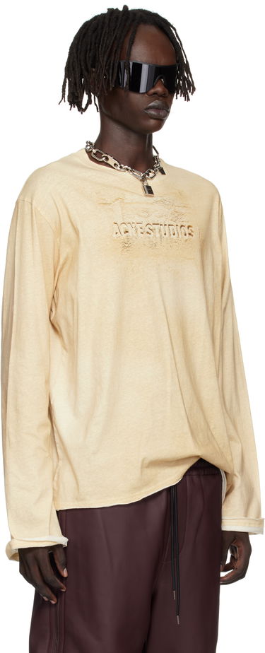 T-shirt Acne Studios Acne Studios Long Sleeve Logo T-Shirt Beige | CL0361-, 4