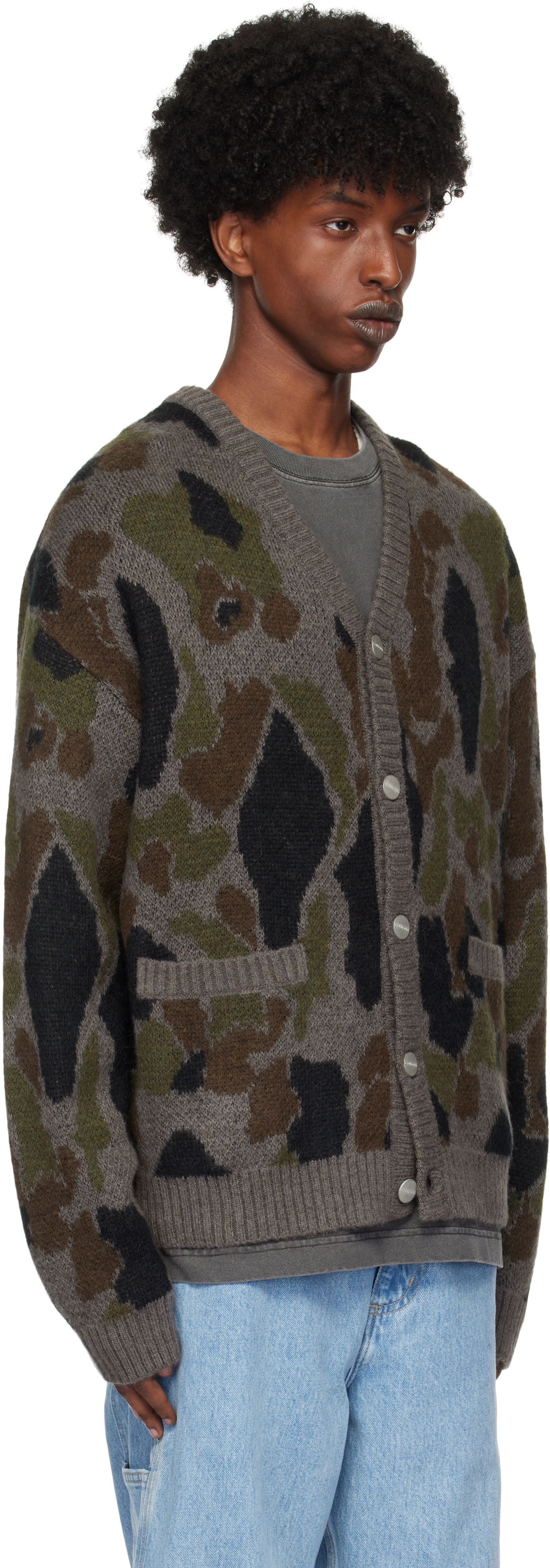 Sweater Carhartt WIP Camouflage Knit Cardigan Grå | I033914, 1