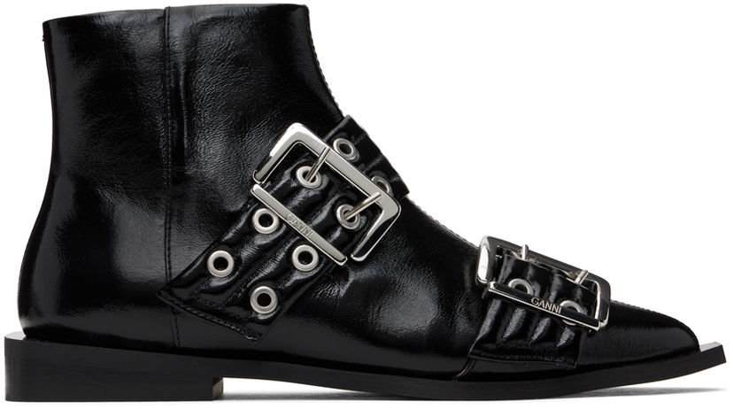 Jakke GANNI GANNI Feminine Buckle Flat Boots Sort | S2650