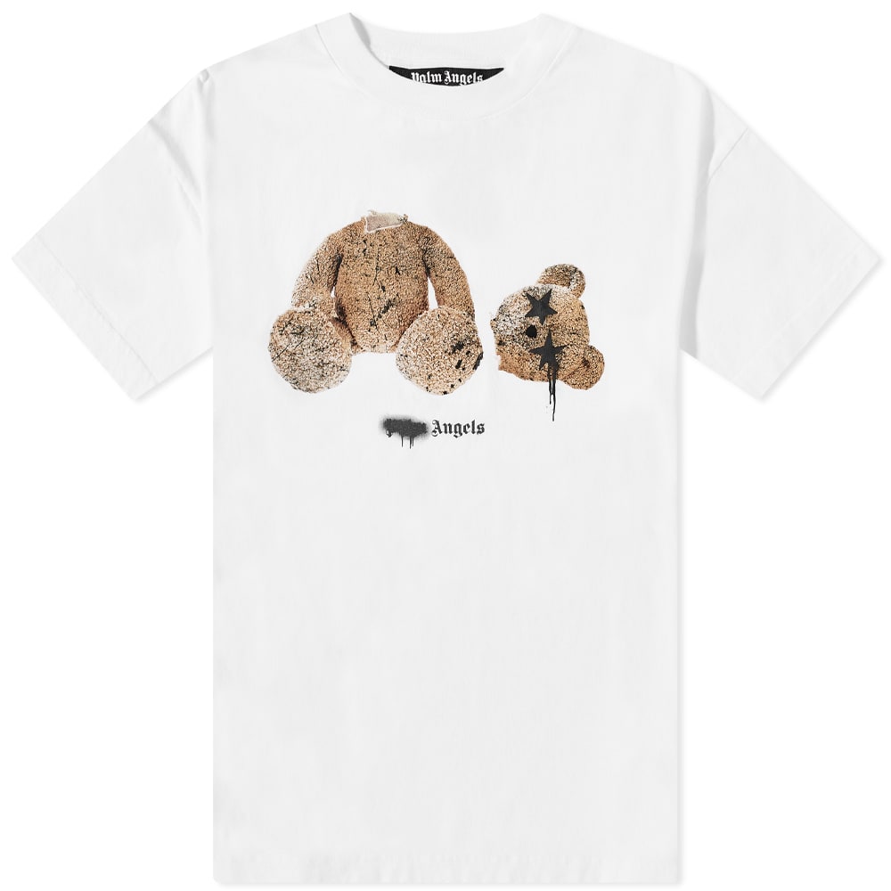 T-shirt Palm Angels Spray Logo Kill The Bear Tee Hvid | PMAA001F21JER0270160, 0