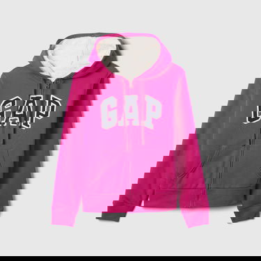 Sweatshirt GAP Logo Sherpa Fullzip Hoodie Bright Beet Lyserød | 498594-01, 3