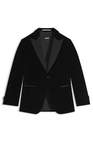 Jakke BOSS Slim-fit tuxedo jacket in cotton velvet Sort | 50551552