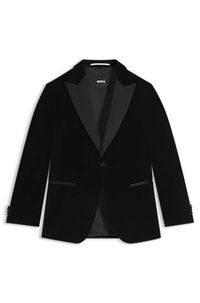 Slim-fit tuxedo jacket in cotton velvet