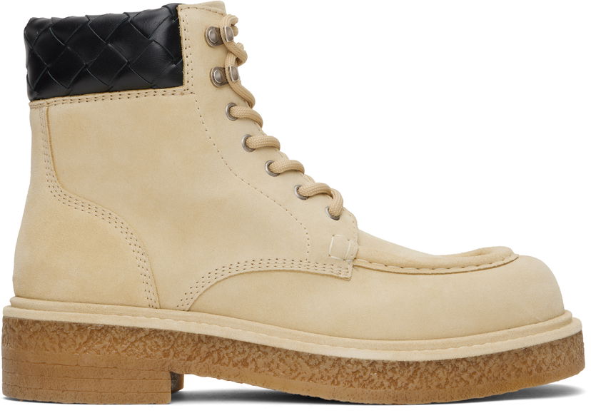 Tøj Bottega Veneta Bottega Veneta Haddock Lace-Up Ankle Boots Beige | 806864 V4PR1 2529