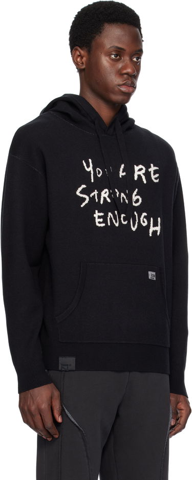 Sweatshirt izzue Slogan Knit Hoodie Sort | IZXKNN4127W4NBKX, 1