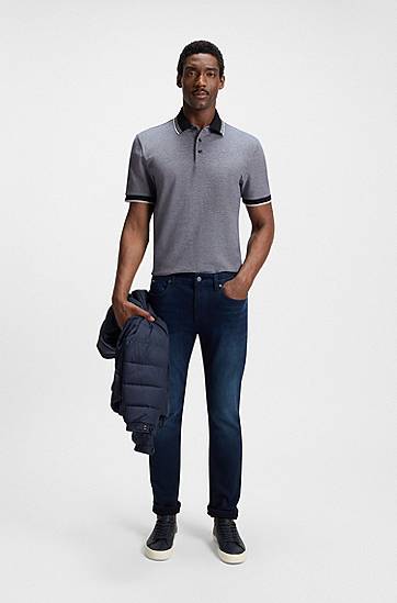 Polo skjorte BOSS BOSS Oxford Cotton Pique Polo Shirt with Logo Grå | 50521116, 1