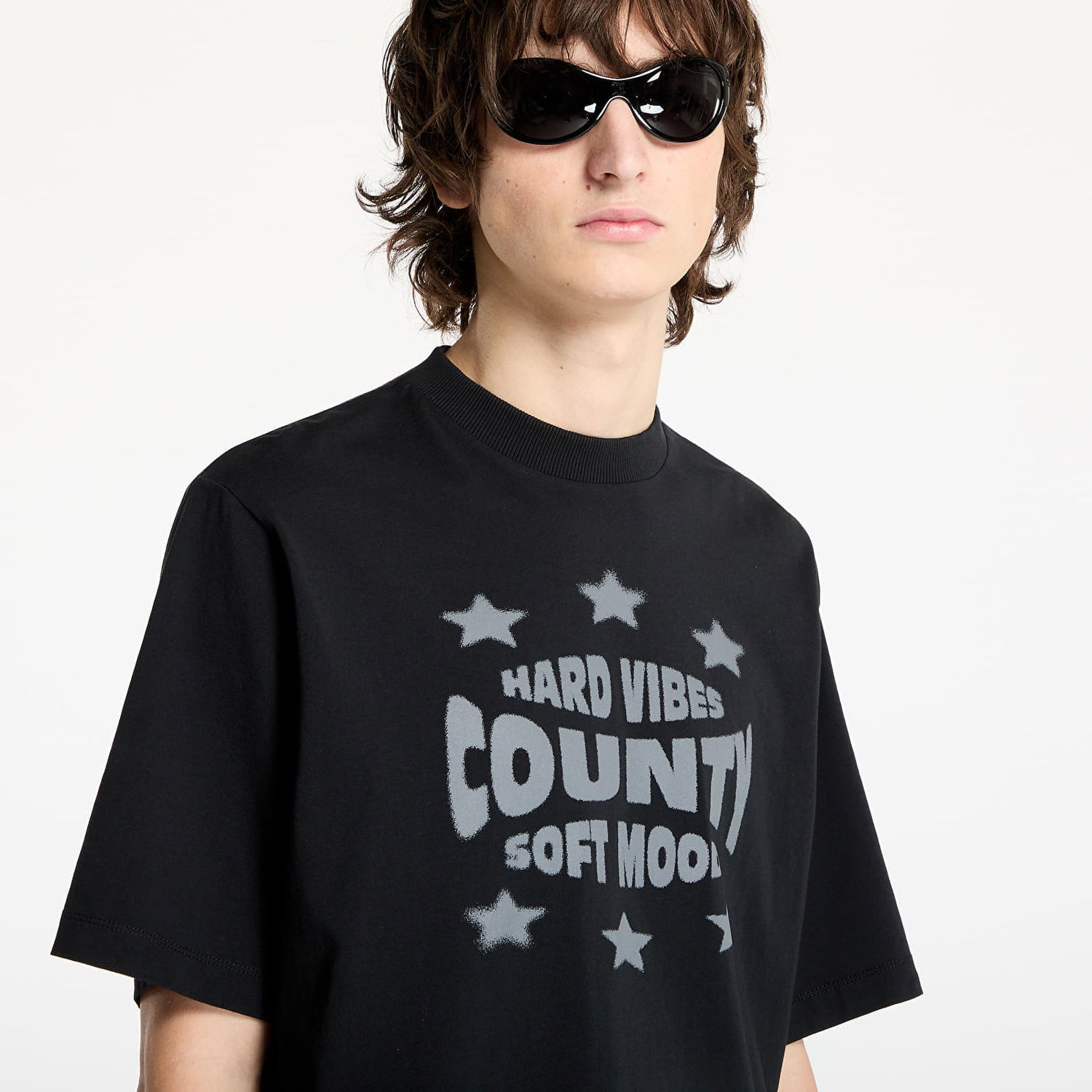 T-shirt Marcelo Burlon Marcelo Burlon Hard Vibes Boxy T-Shirt Sort | CMAA05AS25JER0061011, 1