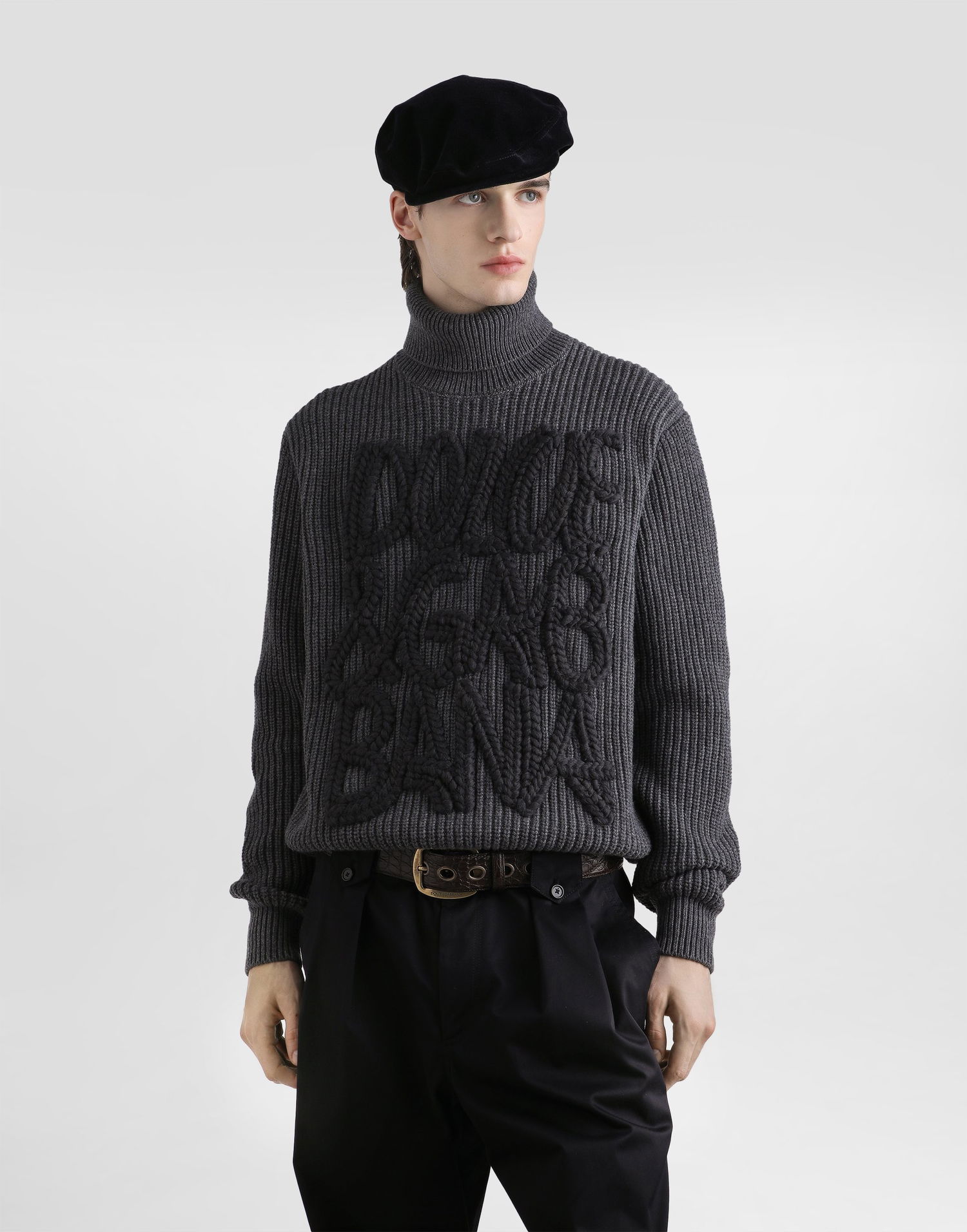 Sweater Dolce & Gabbana Dolce & Gabbana Embroidered Wool Turtleneck Sweater Grå | GXW63ZJDVC8N0542, 1