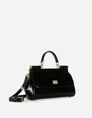Håndtaske Dolce & Gabbana Dolce & Gabbana Patent Leather Sicily Handbag Sort | BB7652B147180999, 2