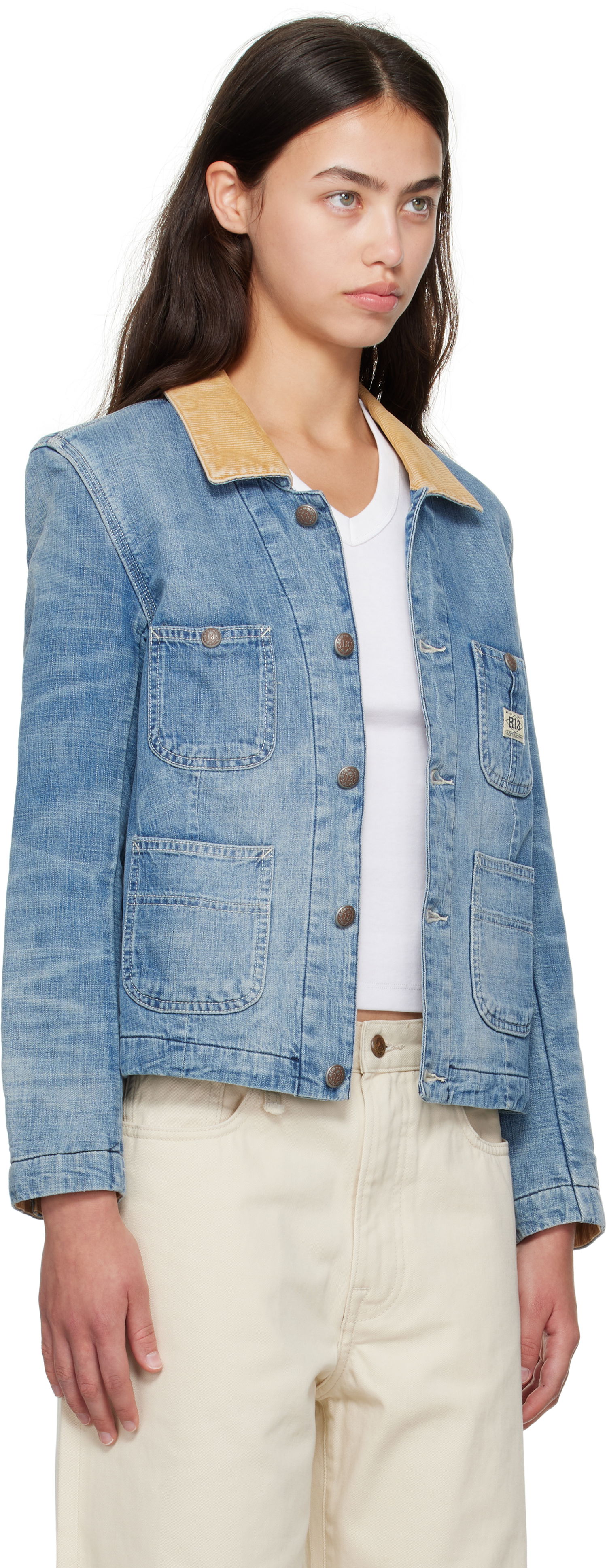 Jakke R13 Cropped Denim Chore Jacket Blå | R13WD183-D346A, 1