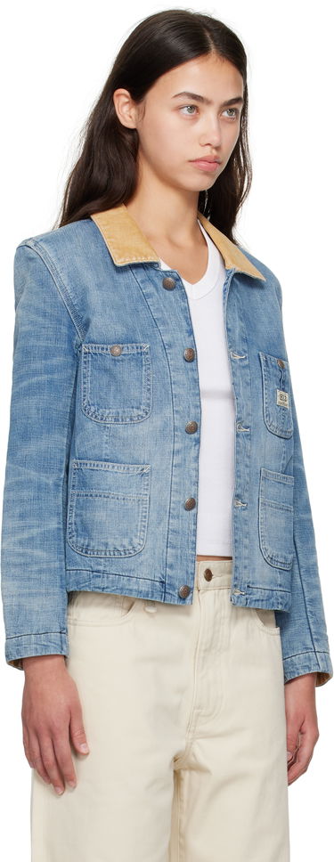 Jakke R13 Cropped Denim Chore Jacket Blå | R13WD183-D346A, 1