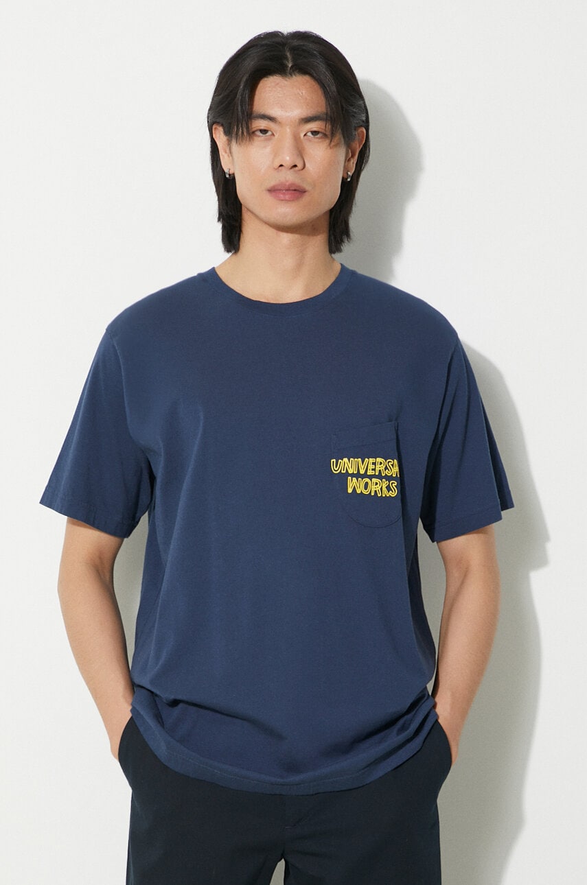 T-shirt Universal Works Universal Works Print Pocket Tee Mørkeblå | 30611.NAVY, 0
