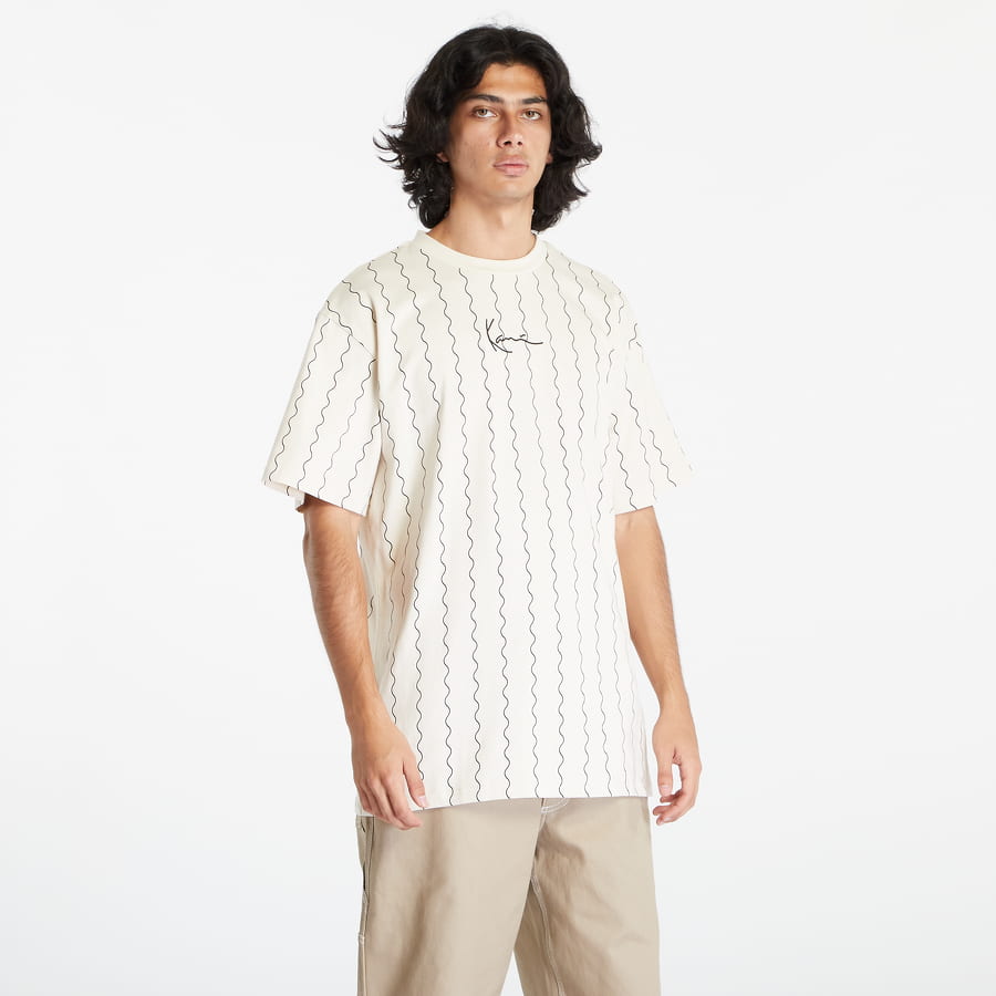 T-shirt Karl Kani Small Signature Ziczac Pinstripe Tee Hvid | 6037819, 0