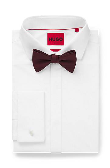 Tilbehør BOSS Pre-tied Silk Blend Ribbed Bow Tie Bourgogne | 50520667, 1