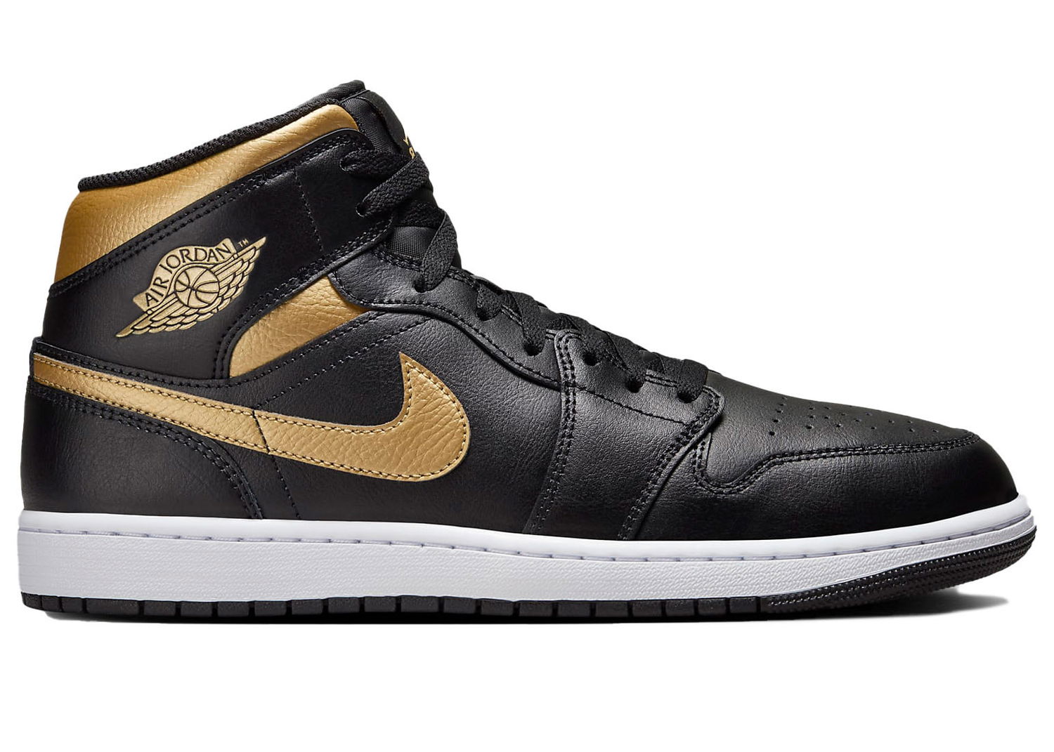 Sneakers og sko Jordan Air Jordan 1 Mid Black Metallic Gold Sort | DQ8426-071, 1