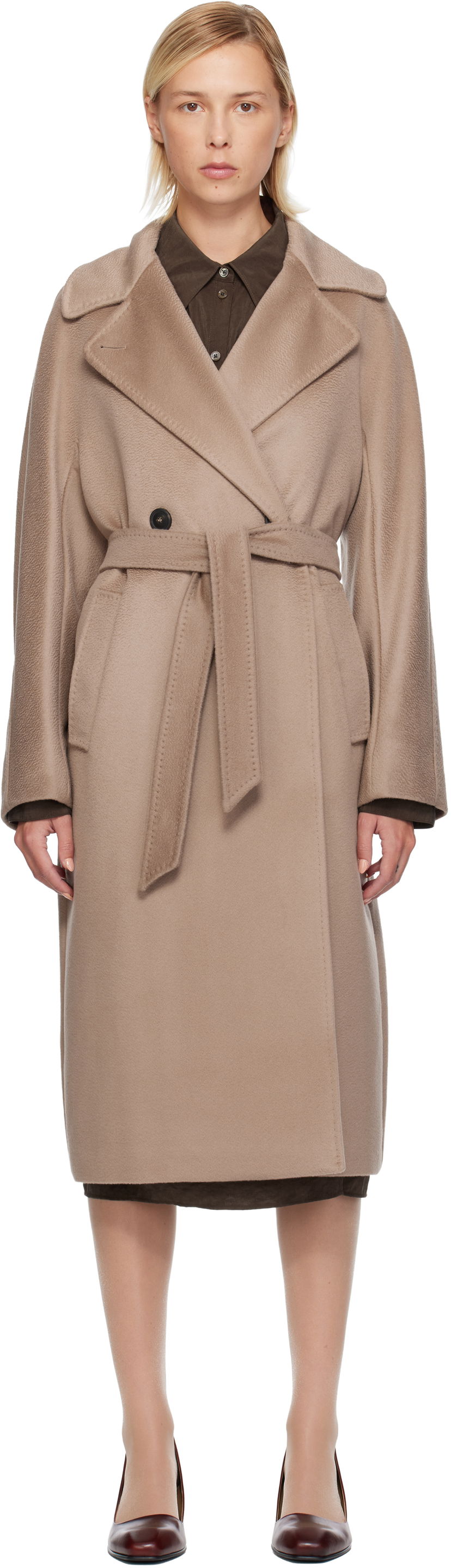 Frakker Max Mara Weekend Resina Belted Coat Beige | 2525016031600