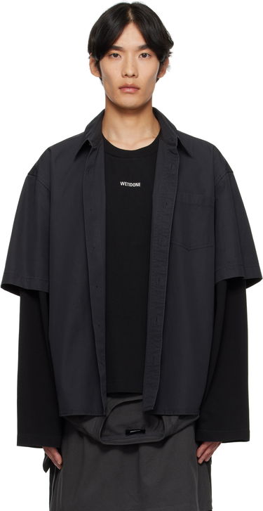 Skjorte We11done We11done Logo Long-Sleeved Layered Shirt Sort | WD-SH2-25-180-U-CH, 0