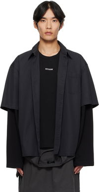 We11done Logo Long-Sleeved Layered Shirt