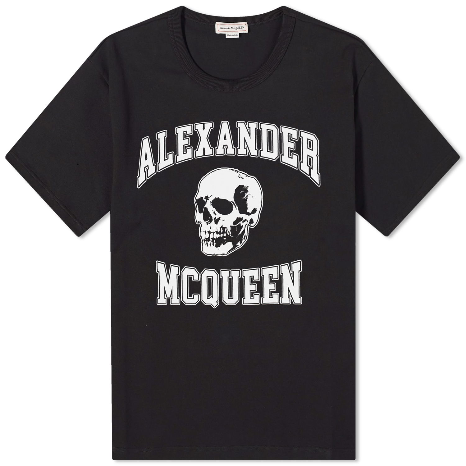 T-shirt Alexander McQueen Varsity Skull Logo T-Shirt Sort | 759442QTAAW-0520, 0
