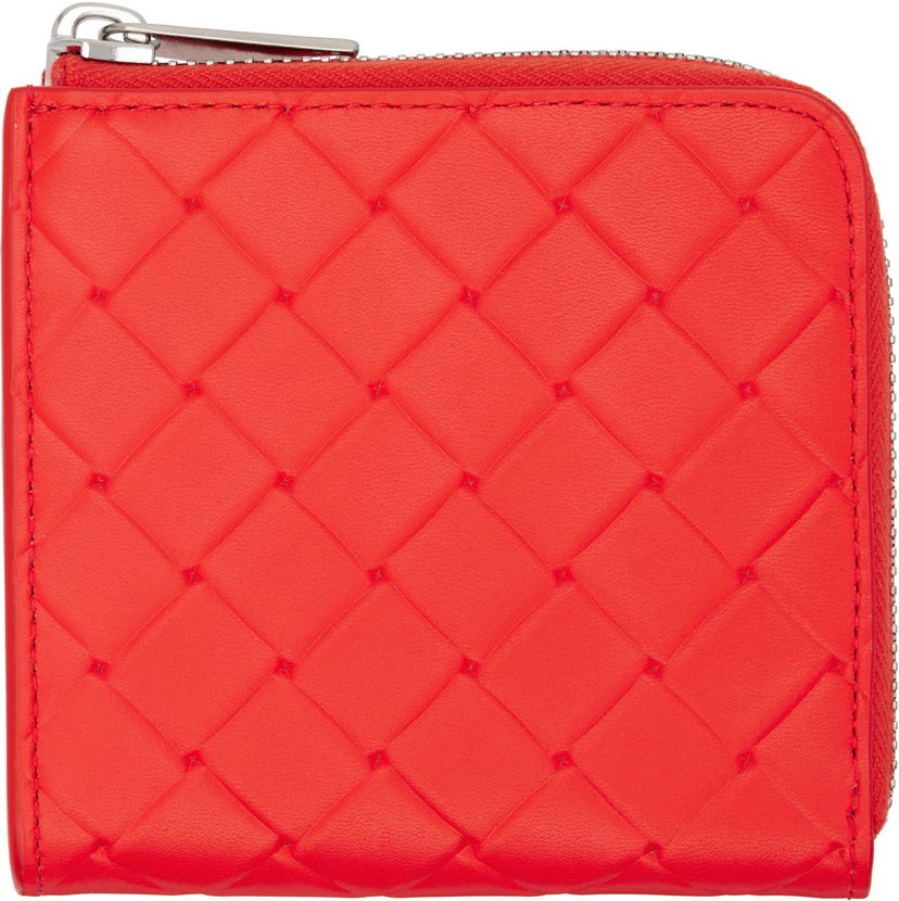 Tegnebog Bottega Veneta Bottega Veneta Intrecciato Stamp Square Zip Around Wallet Rød | 817741V0AQ16530