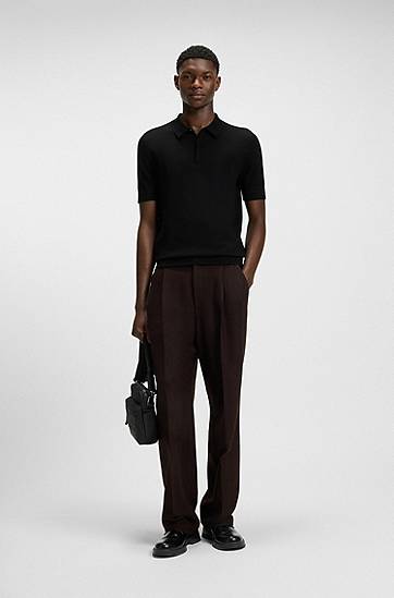Polo skjorte BOSS HUGO Knit Polo with Covered Placket Sort | 50536672, 1