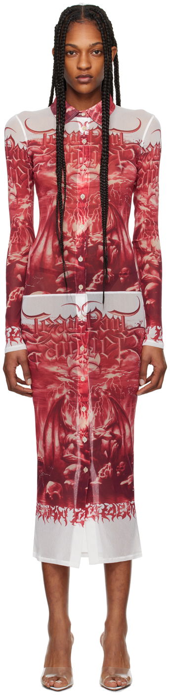 Kjole Jean Paul Gaultier Gaultier 'The Diablo' Mesh Midi Dress Rød | 24/25-F-RO095-T546-0130