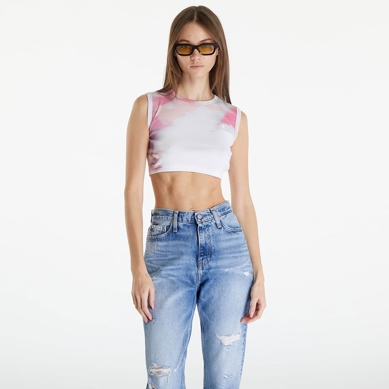 Tanktop CALVIN KLEIN Cropped Tank Top White Hvid | J20J223163 0LA, 0