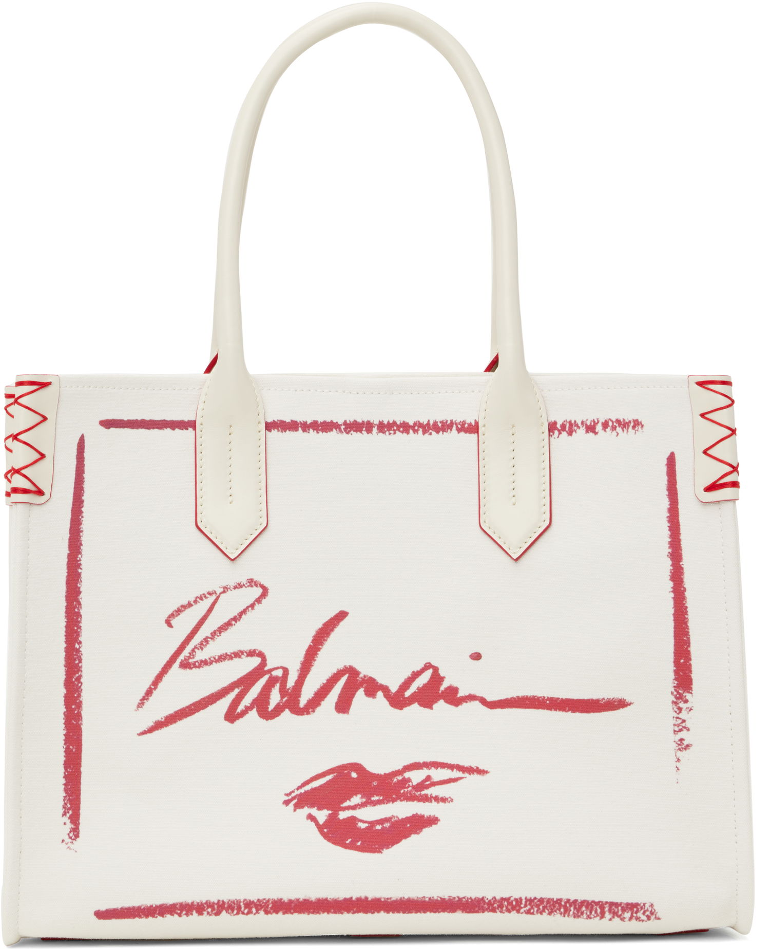 Mulepose Balmain Balmain B-Army Lipstick Print Tote Bag Hvid | EN0FF993TLIC, 0