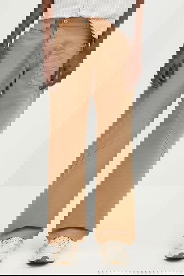 Cargo bukser JW Anderson JW Anderson Twisted Workwear High Waist Wide Leg Pants Beige | TR0405.PG1744.130, 0