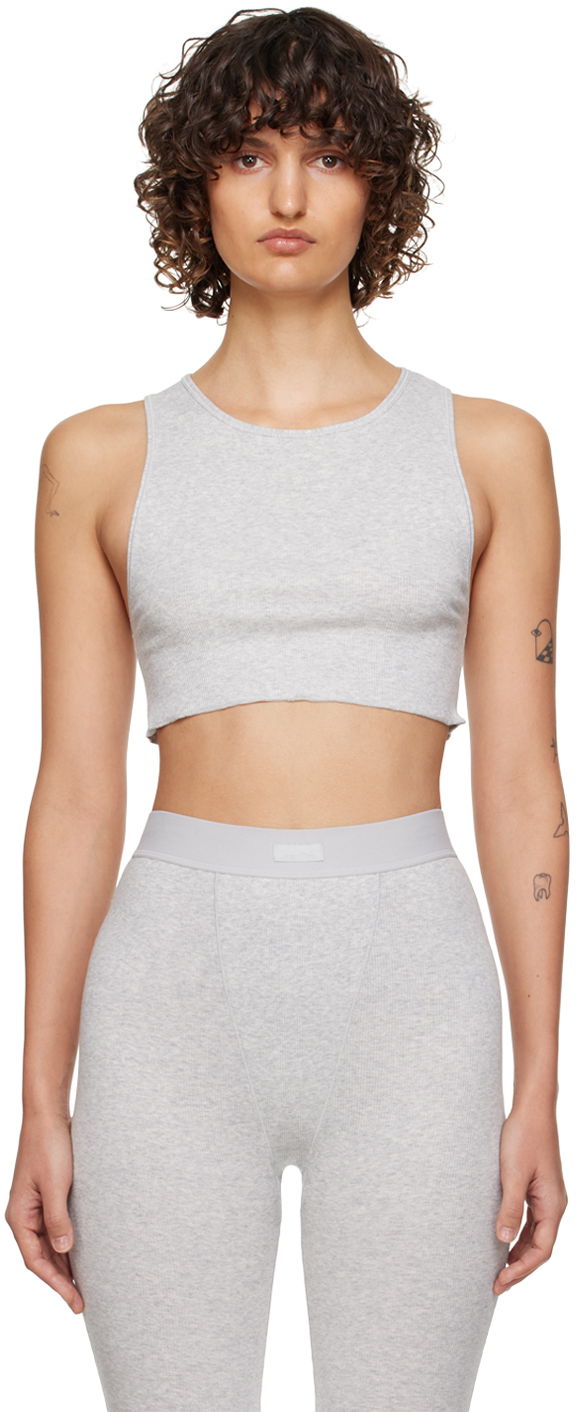 Tanktop SKIMS SKIMS Cotton Rib Super Crop Tank Top Grå | AP-CRP-1399