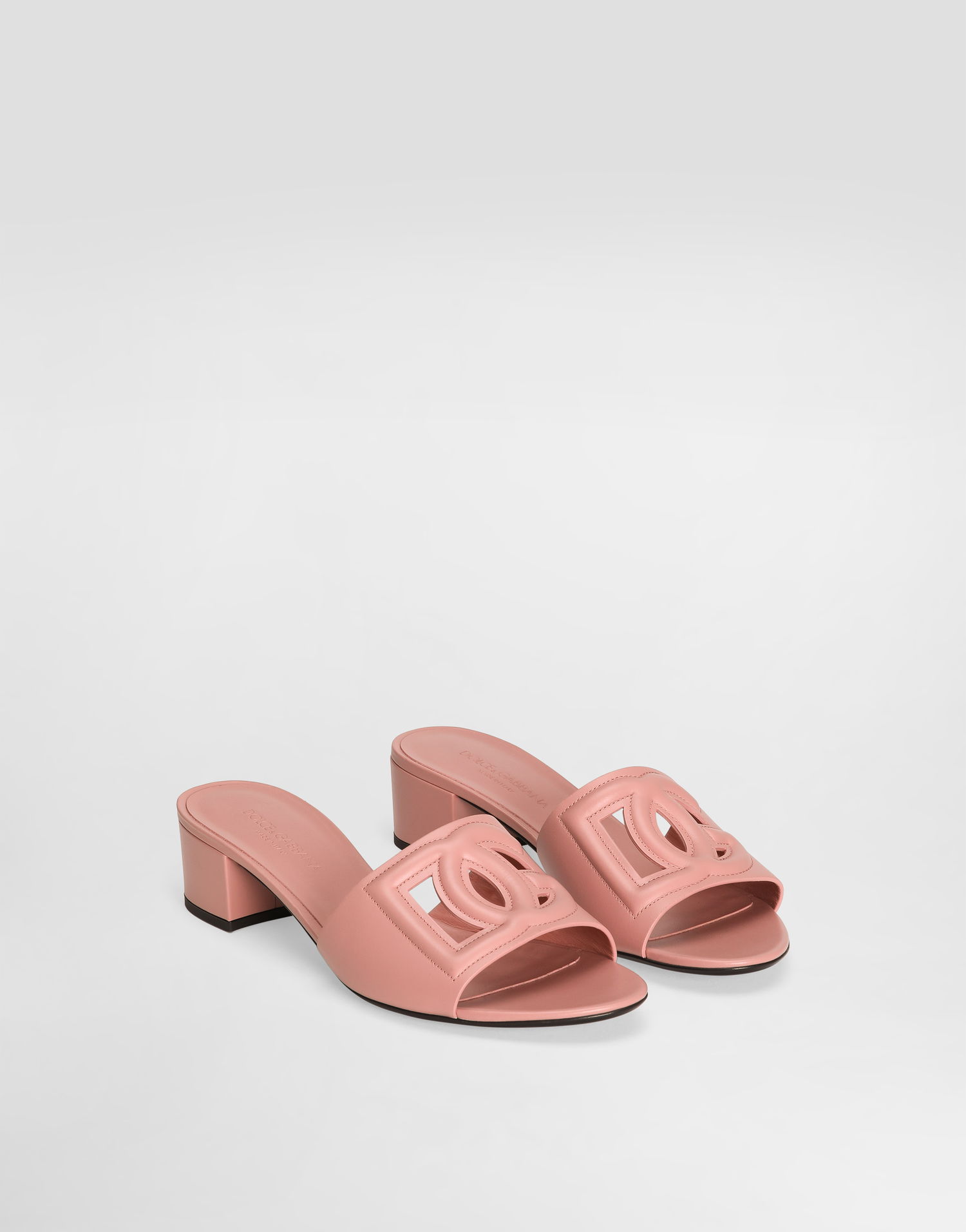 Tilbehør Dolce & Gabbana Dolce & Gabbana Calfskin DG Logo Mules Lyserød | CR1755AY32980405, 1