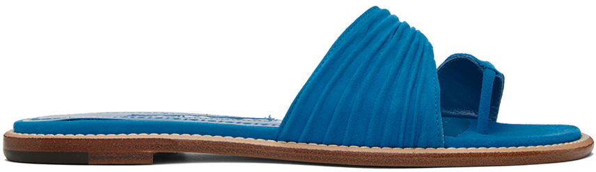 Skopleje Manolo Blahnik Manolo Blahnik Tibo Suede Toe-Ring Sandals Blå | 423-1670, 0