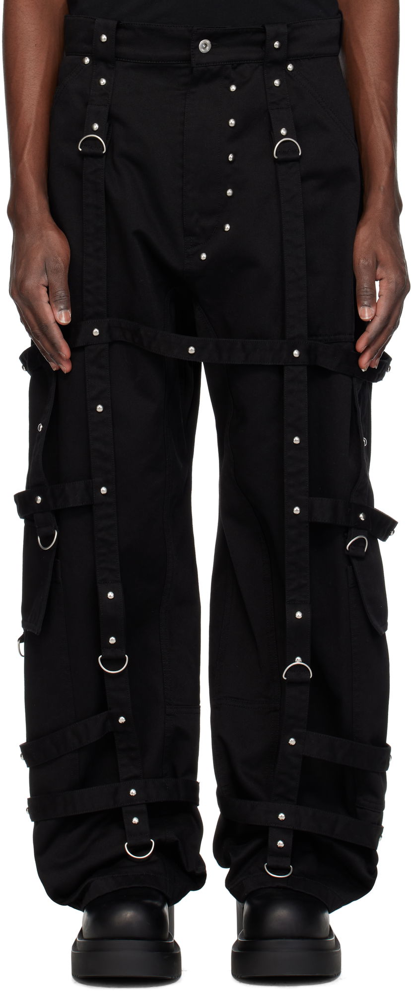 Cargo bukser We11done We11done Strapped Cargo Pants Sort | WD-PT0-25-246-M-BK