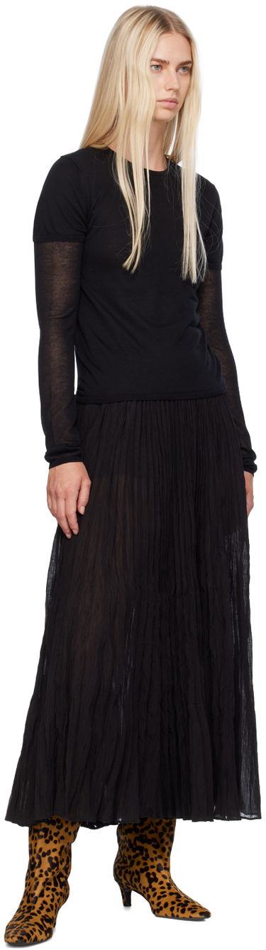 Nederdel TOTEME TOTEME Women's Crinkled Plissé Maxi Skirt Sort | 243-WRB0197-FB0200, 3