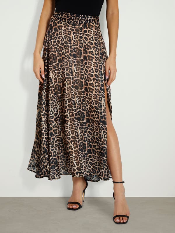 Nederdel GUESS All Over Print Long Beige | W4GD64WG4D2
