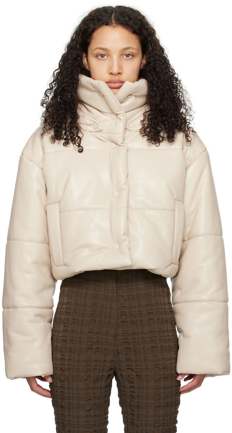Jakke Nanushka Aveline Vegan Leather Jacket Beige | NW23CROW01971