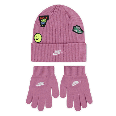 Tilbehør Nike Have a Nike Day Knitted Beanie and Gloves Set with Patches Lyserød | 9A3135-ACG, 0
